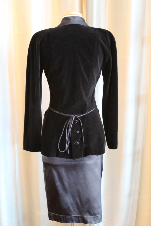 Lagerfeld 1990's Vintage Velvet and Satin Look Three Piece Skirt Set-Size 38/40  In Excellent Condition For Sale In West Palm Beach, FL