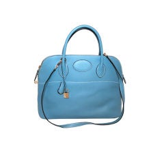 Hermes Denim Blue Clemence Bolide Bag-35cm