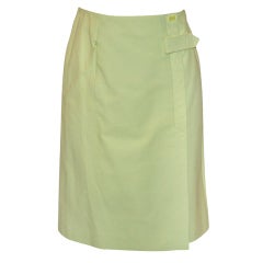 Chanel Light Chartreuse Leather Wrap Skirt - size 36 - 04C - NWT