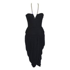 Vicky Tiel black halter dress with rhinestones