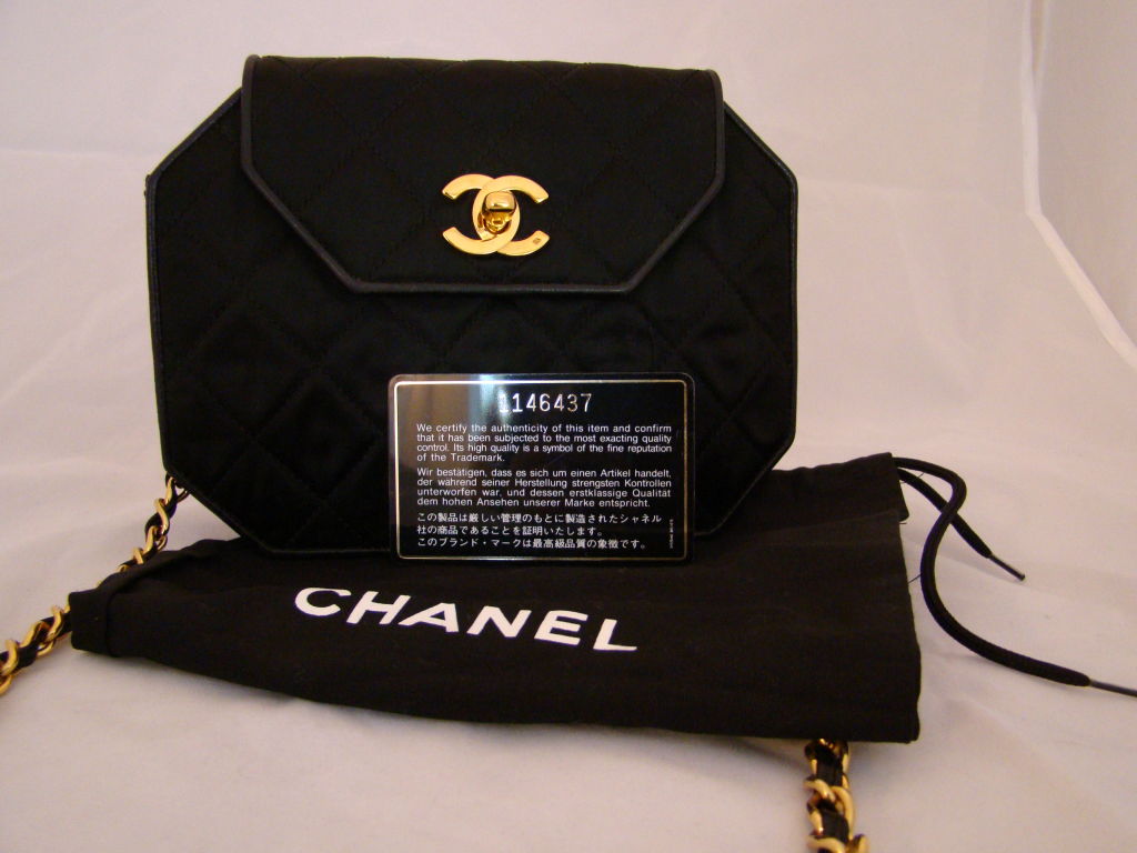 Chanel Hexagonal Black Satin Evening Bag 2