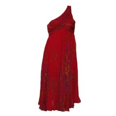 Christian Dior red floral chiffon dress