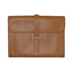 Hermes Tan Calf Leather Jige Clutch, 2004