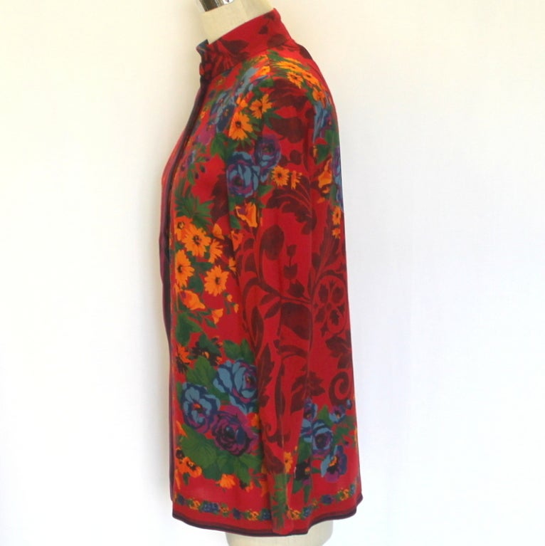 Ungaro Floral Print Jacket - Crica 70's  length 27.5", chest 40", waist 40", sleeve 24.5".