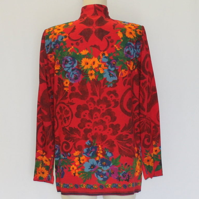 Brown Ungaro Floral Print Jacket-Circa 70's For Sale