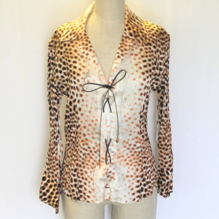 Cavalli Leopard Print Silk Top For Sale at 1stDibs
