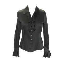 St. John Black Silk Blouse 7