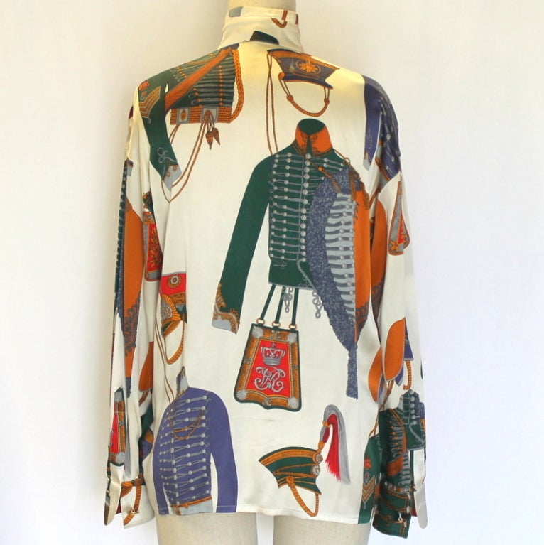 Women's Escada Multi Color Print Silk Blouse