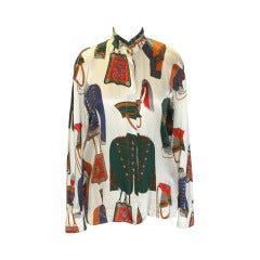 Escada Multi Color Print Silk Blouse