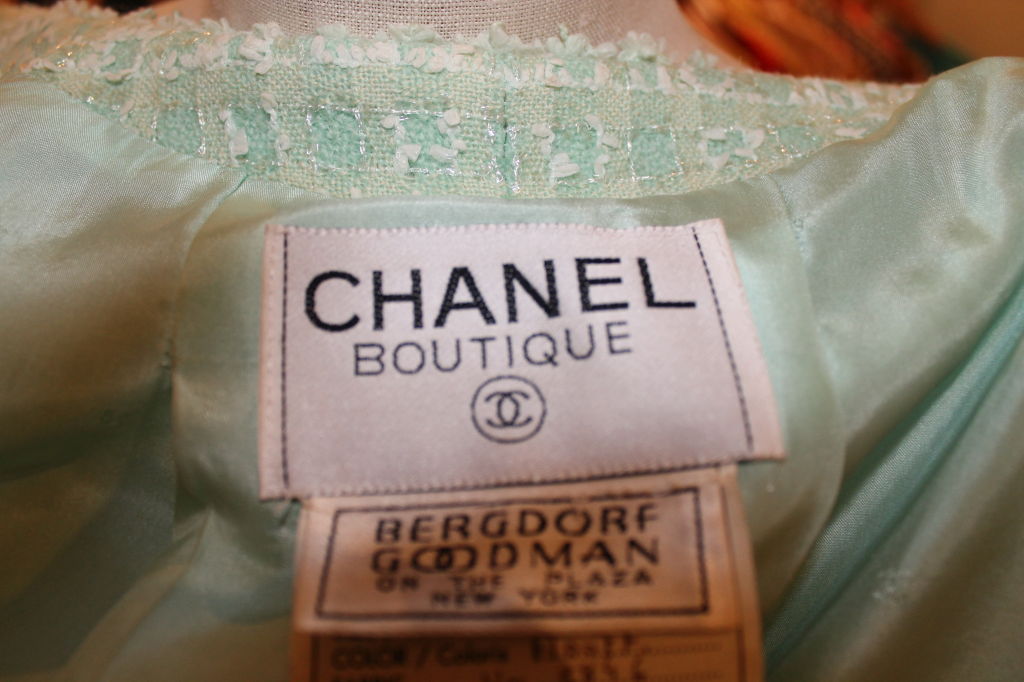 Chanel Mint Green Tweed Crop Jacket-38 1