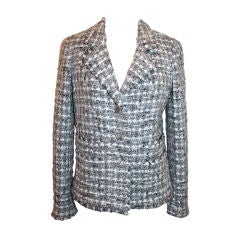 Chanel Grey and Silver Tweed Jacket-38