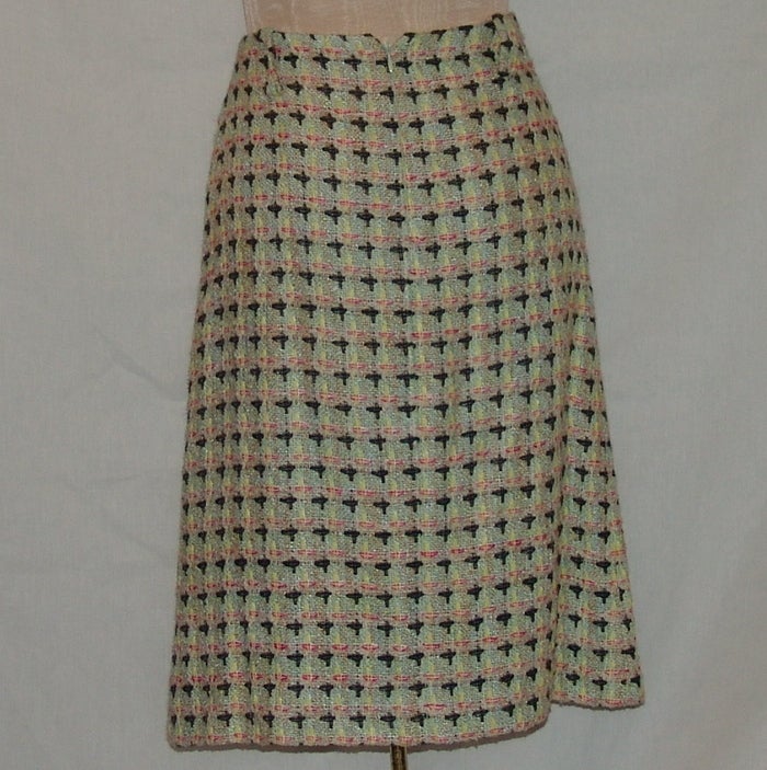 Chanel Multi Pastel Patterned Lightweight Tweed Skirt - 40-02P For Sale ...