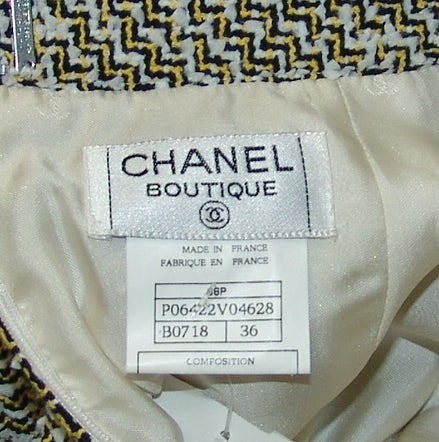 Chanel Black, Yellow, and White Cotton Blend Skirt 3