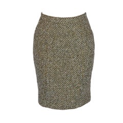 Chanel Black, Yellow, and White Cotton Blend Skirt