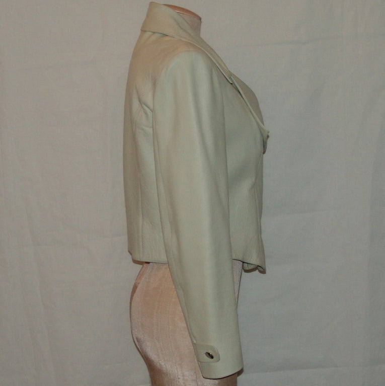 Chanel bone colored leather jacket. Length 19