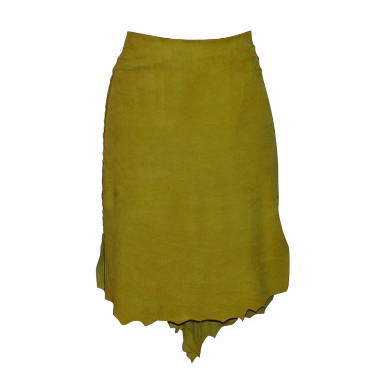 Cavalli Mustard Colored Suede Skirt