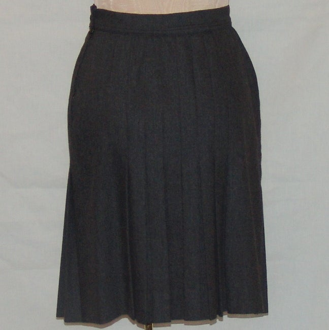 Black Chanel Grey Wool Skirt
