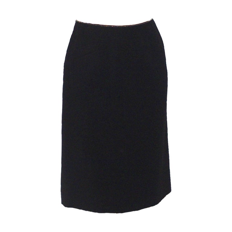 Chanel Black Wool Skirt For Sale at 1stDibs