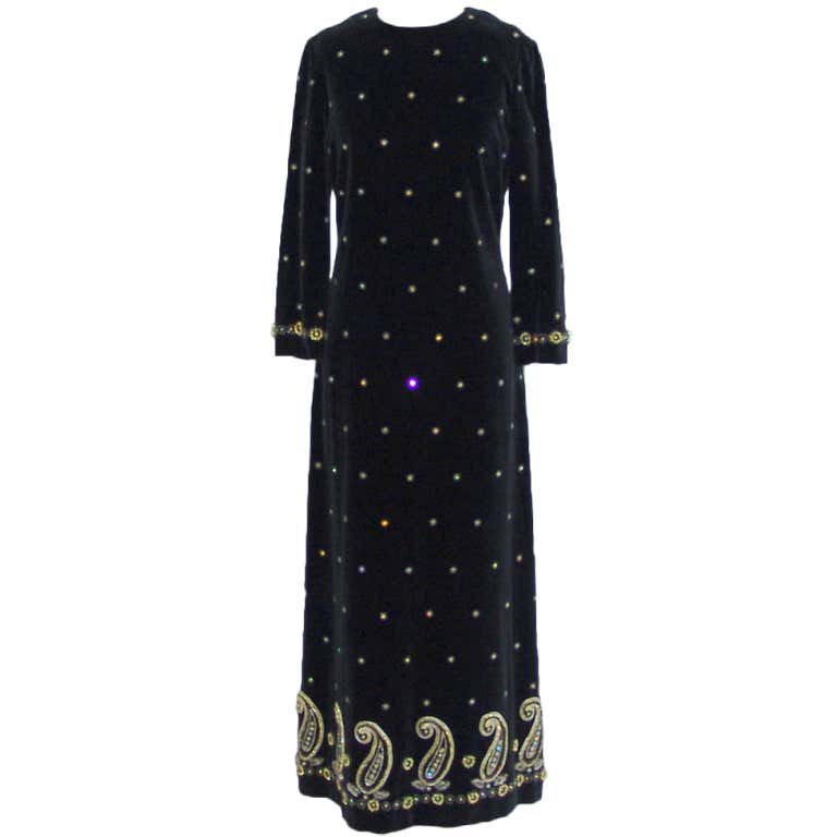 Vintage Black Velvet Gown For Sale at 1stDibs black velvet gown dress