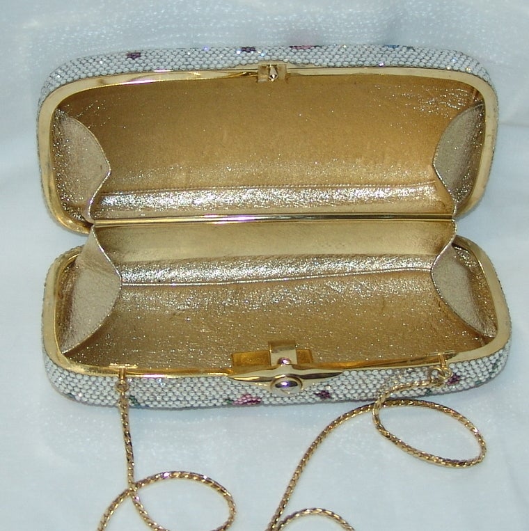 Judith Leiber crystal floral patter handbag or clutch. Handle drop 20