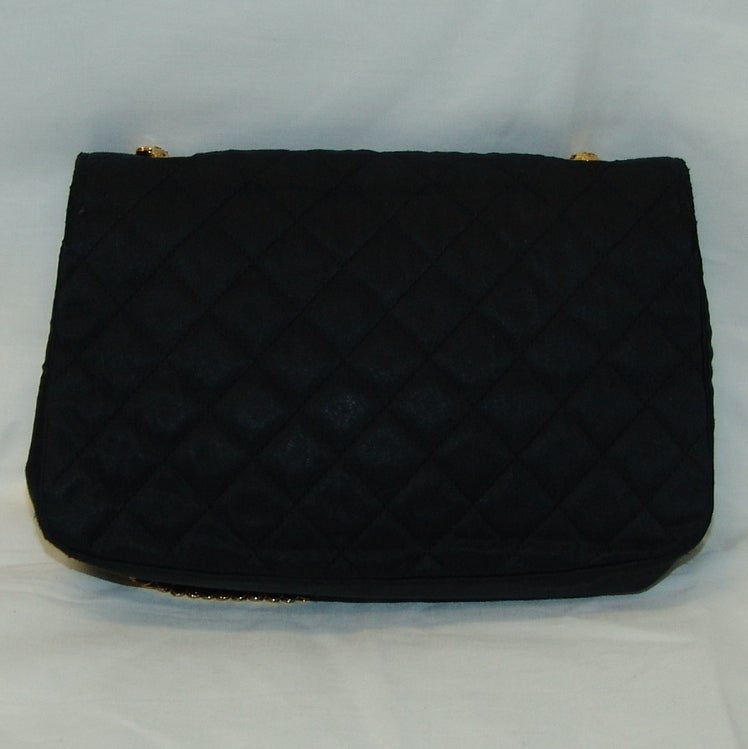 Chanel black satin handbag.  Handle drop 17