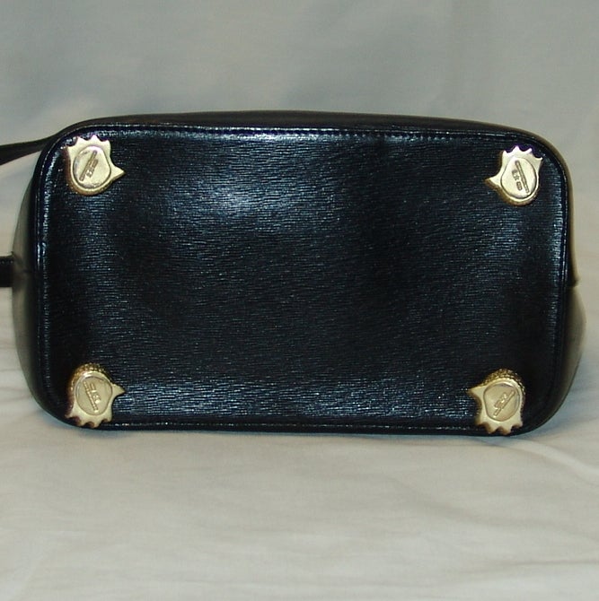 Kieselstein Cord Black Leather Handbag with Alligator Detail 1
