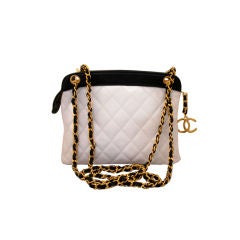 Vintage Chanel Black & White Quilted Leather Bag
