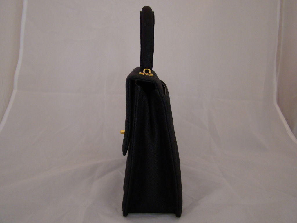 Chanel Black Linen Kelly Bag 5