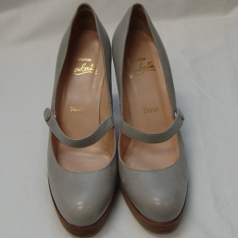 Louboutin grey leather Mary Jane's, heel 4.5
