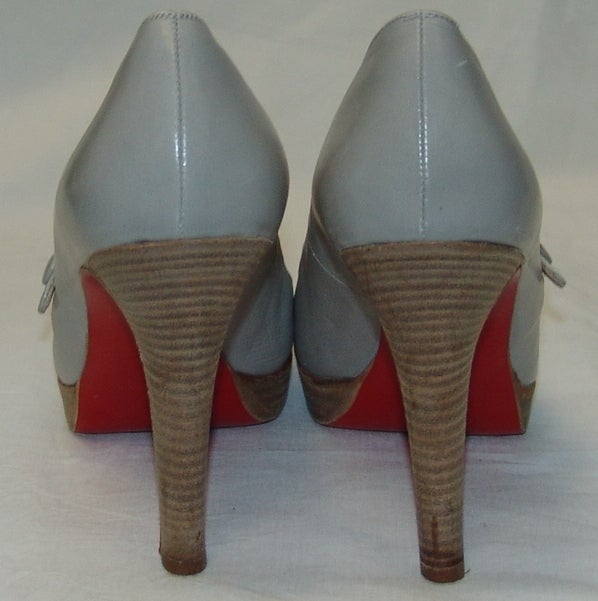Women's Louboutin Grey Leather Mary Jane Shoes