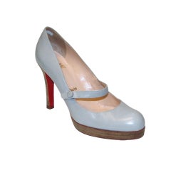 Chaussures Mary Jane en cuir gris Louboutin