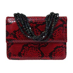 Darby Scott Red and Black Snake Skin Handbag