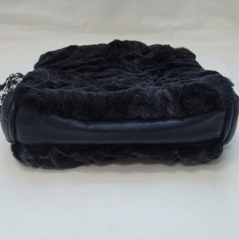 Chanel Navy Rabbit Shearing Handbag 1