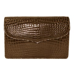 Lana Marks Caramel  Alligator Clutch