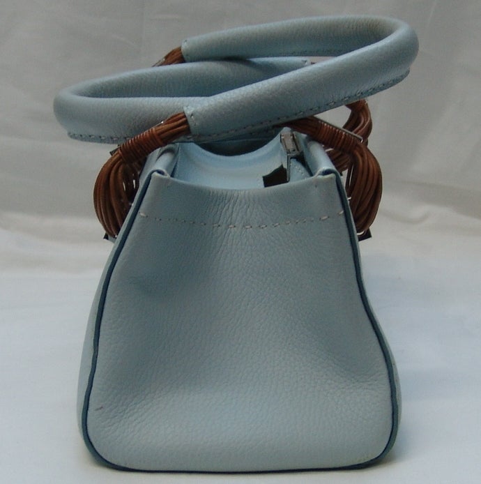 VBH Bassotto light blue calfskin handbag.  Height 5