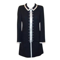 Chanel Black Wool - Silk Blend Suit
