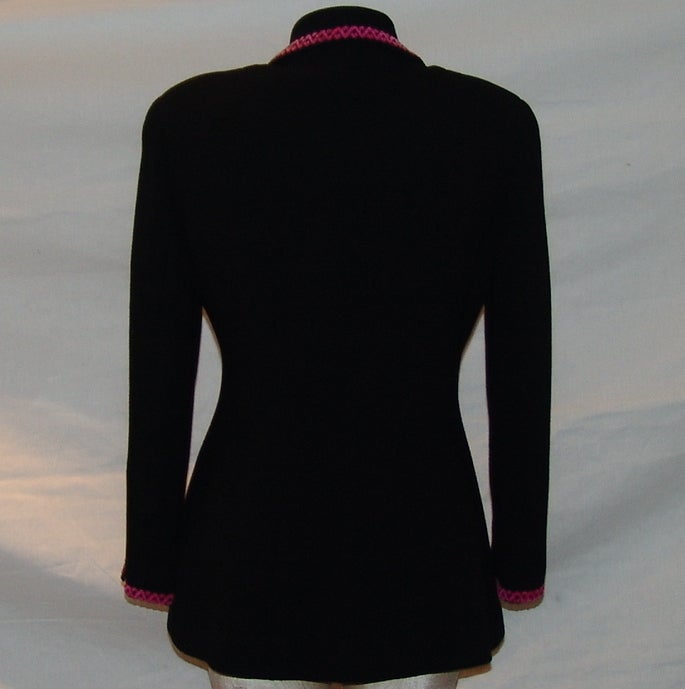 Women's Chanel Black Wool with Pink Trim Jacket