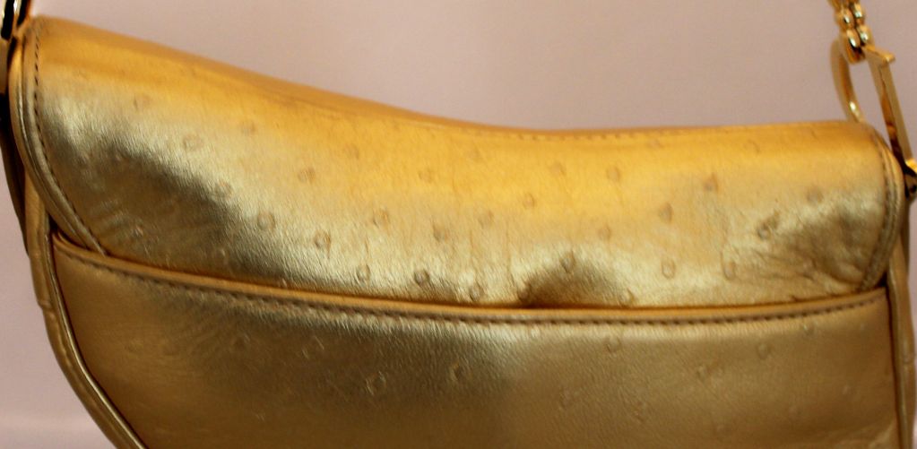 Christian Dior Gold Embossed Leather Saddle Bag 1