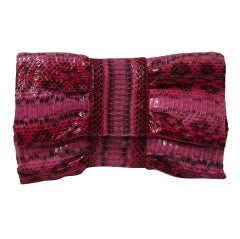 Furla Pink Python Embossed Leather Clutch
