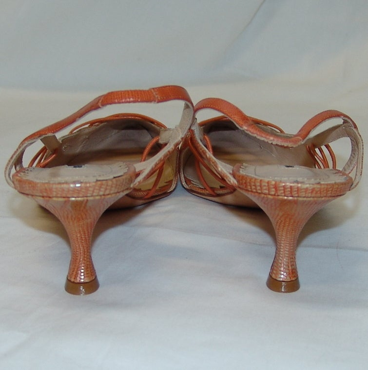 Women's Manolo Blahnik Tangerine Lizard Skin Shoes