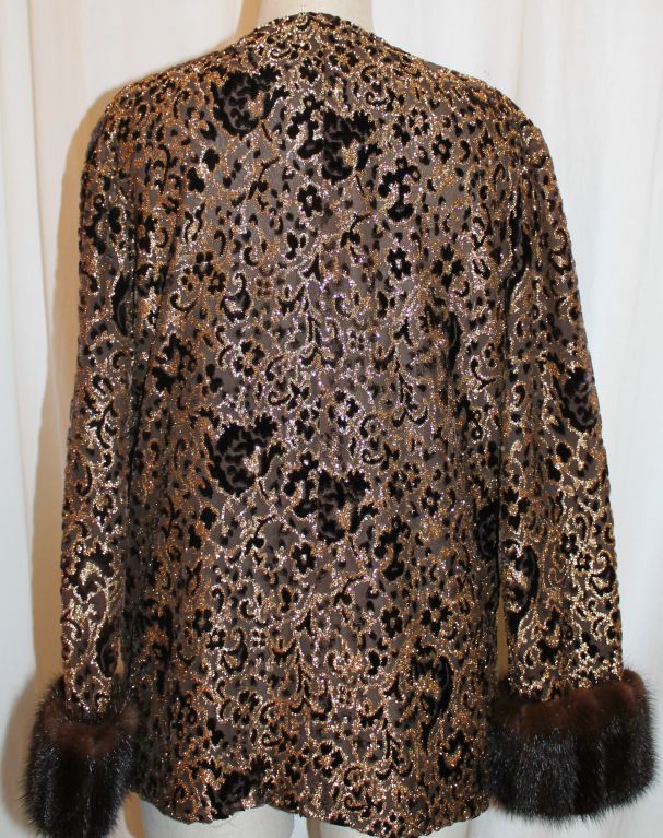 Black Vintage Brown and Gold Cut Velvet jacket with 4