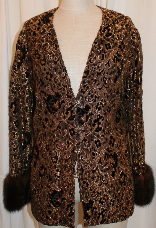Vintage Brown and Gold Cut Velvet jacket with 4