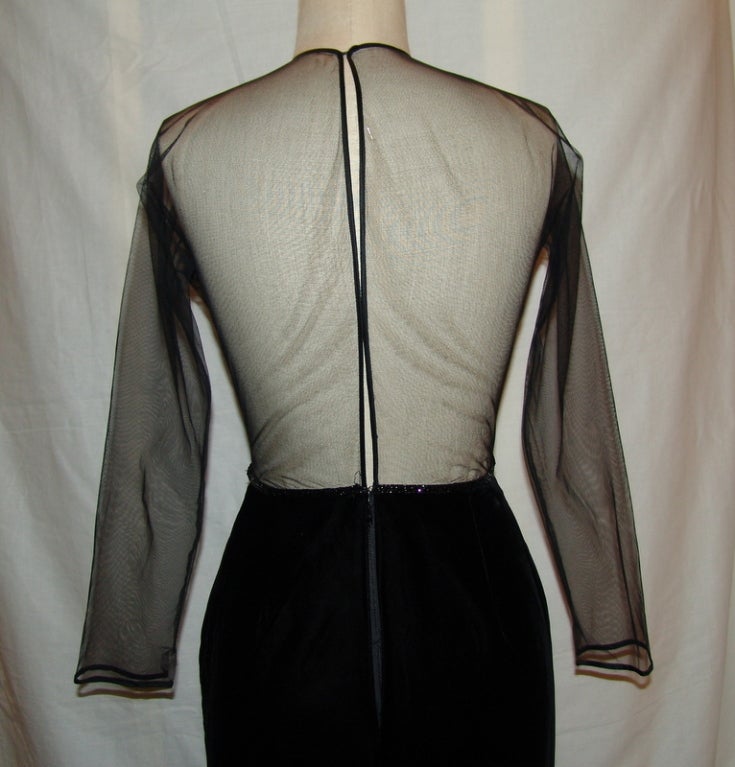 Vintage Oscar De La Renta Black Velvet Dress 2