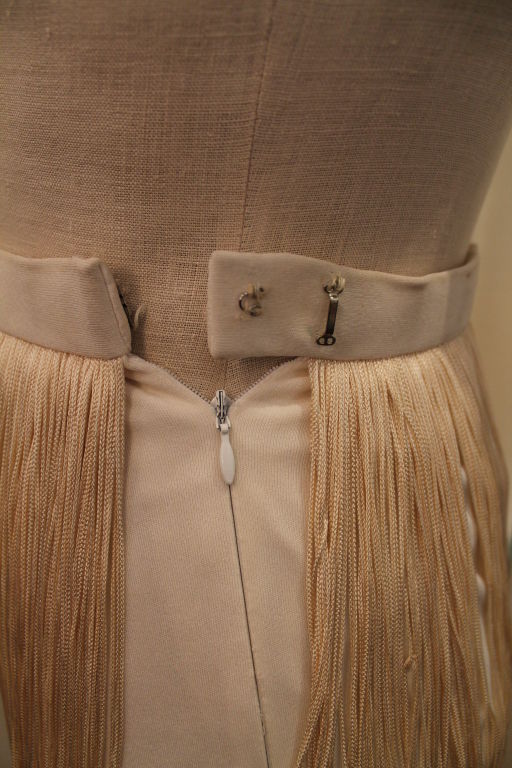 Women's Vintage Bill Blass Ivory Silk Fringed Flapper Skirt-Size 0/2