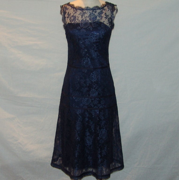 Carolina Herrera navy lace dress, length 42