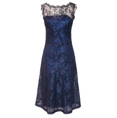 Carolina Herrera Navy Lace Dress