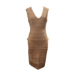 Herve Leger Beige Dress with side mesh and lacing-Medium