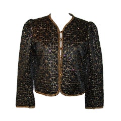 Vintage YSL Black and Gold Brocade Evening Jacket