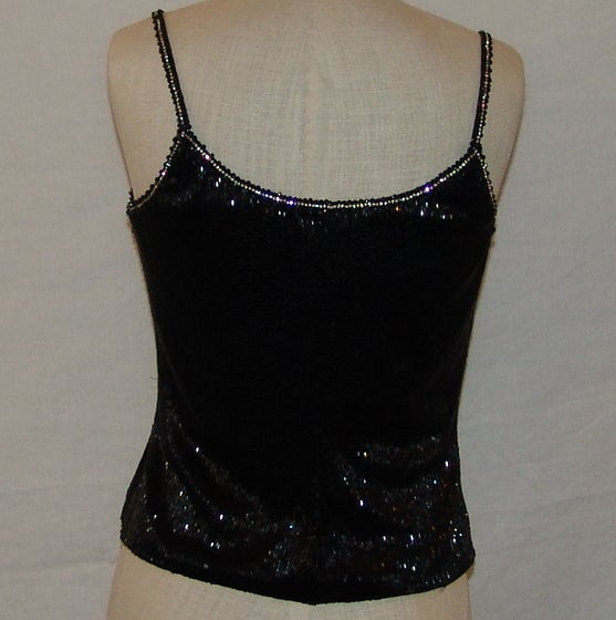 Women's Giorgio Armani Black Fully Beaded Top w/ rhinestone detail - S