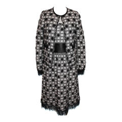 Chanel Black & White Cashmere Tweed Blend Dress/Jacket-38